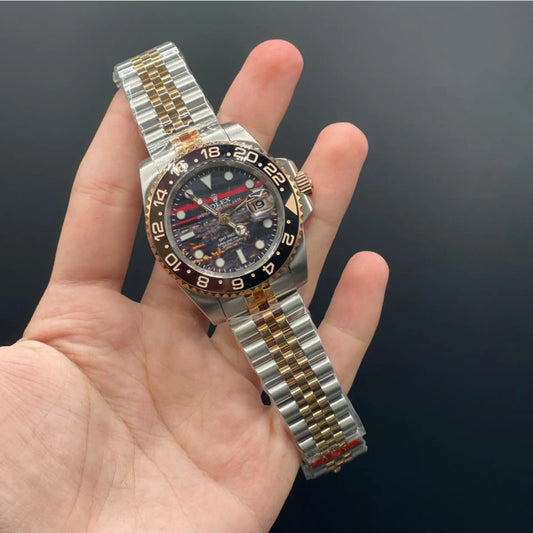 RLX Two Tone Jubilee Chain With Tiger Iron Dial Root Beer Style Automatic Watch