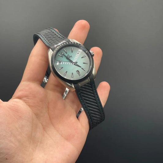OM Black Strap With Gradient Blue Dial Automatic Watch