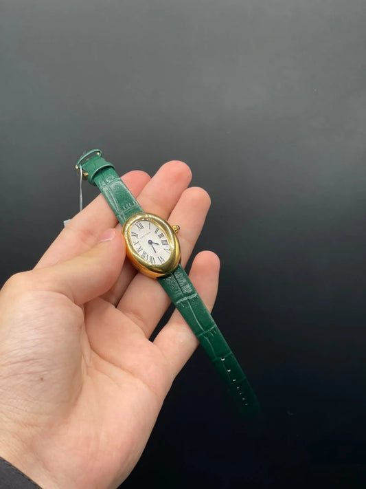 CTR Green Strap With White Dial And Golden Bezel Quartz Watch