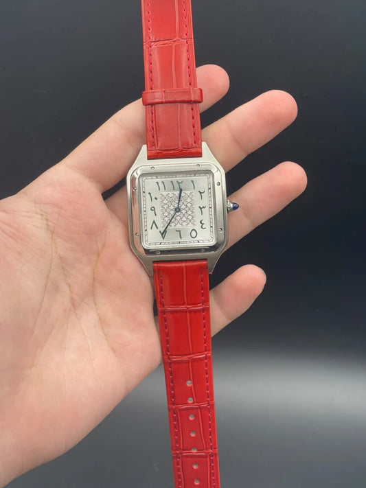 CTR Red Strap With White Textured Arabic Dial Quartz Watch