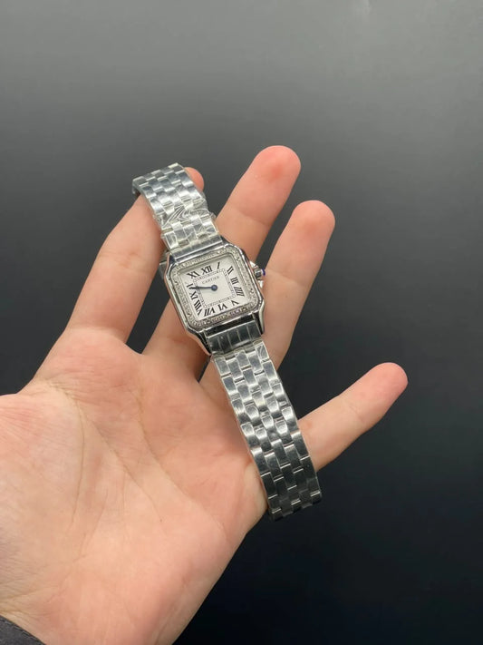 CTR Silver Chain With White Dial And Diamond Bezel Quartz Watch