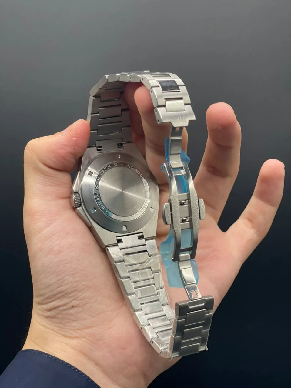 IC Silver Chain With Aqua Dial Automatic Watch