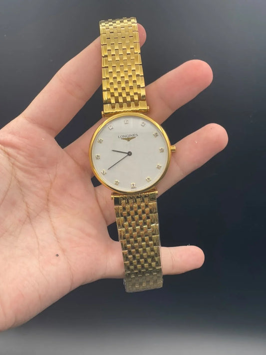 LGS Golden Chain With White Dial Quartz Watch
