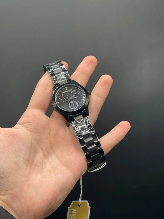 MK Black Chain With Black Chronograph Dial Quartz Watch