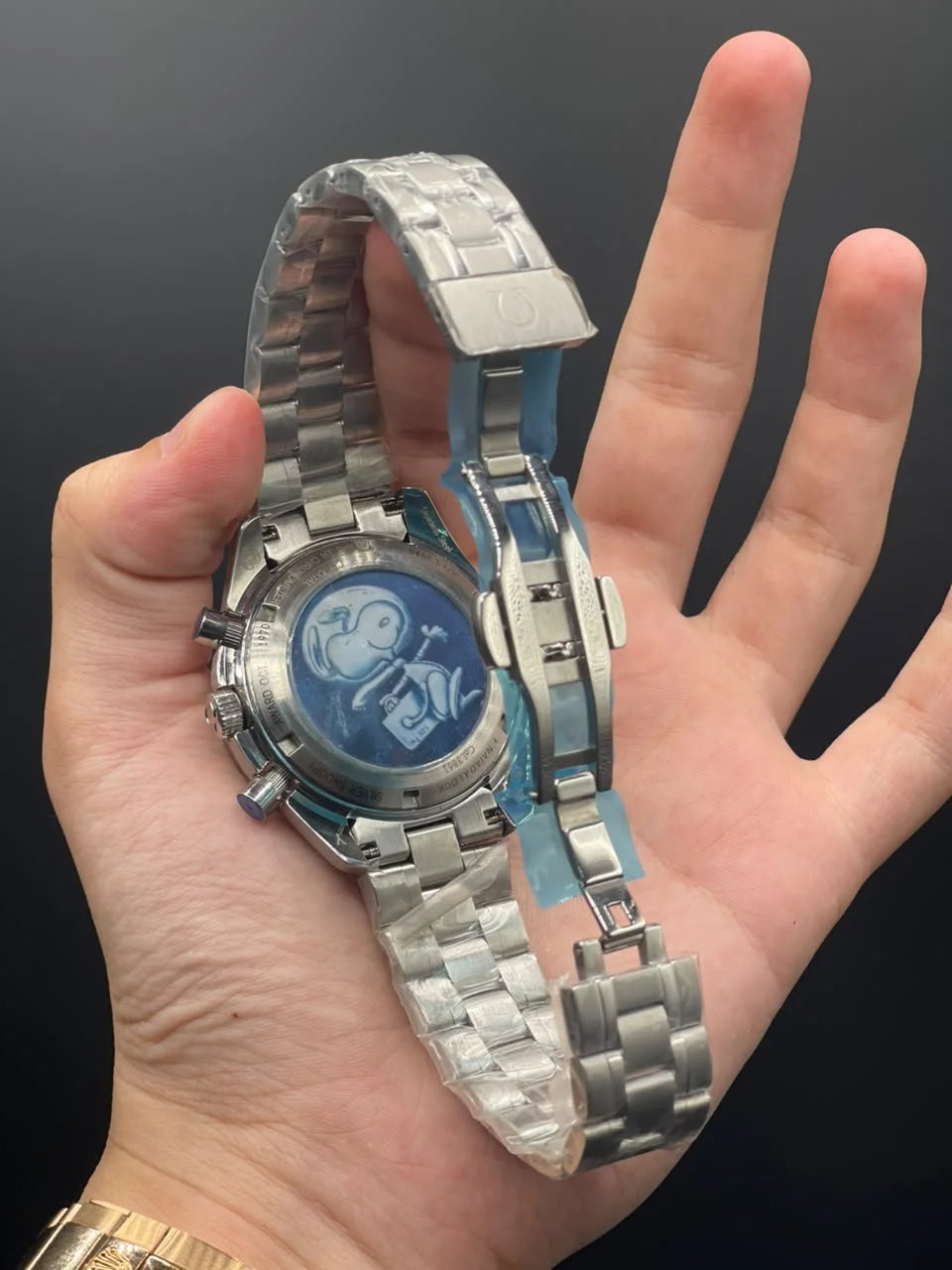 OM Silver Chain With White Chronograph Dial Automatic Watch