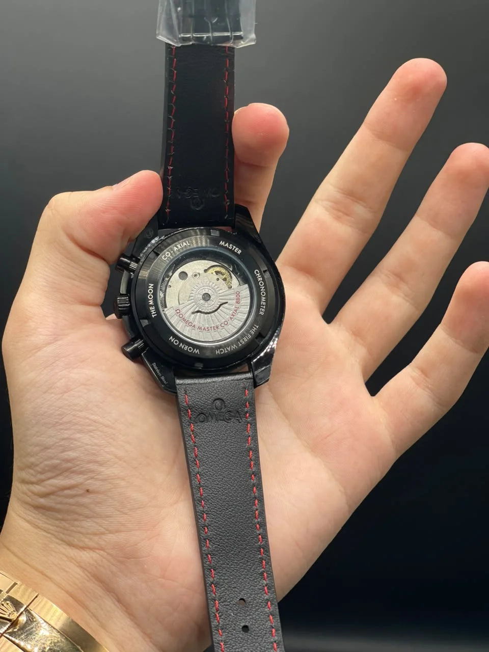 OM Yellow And Black Strap With Black Meteorite Chronograph Dial Automatic Watch