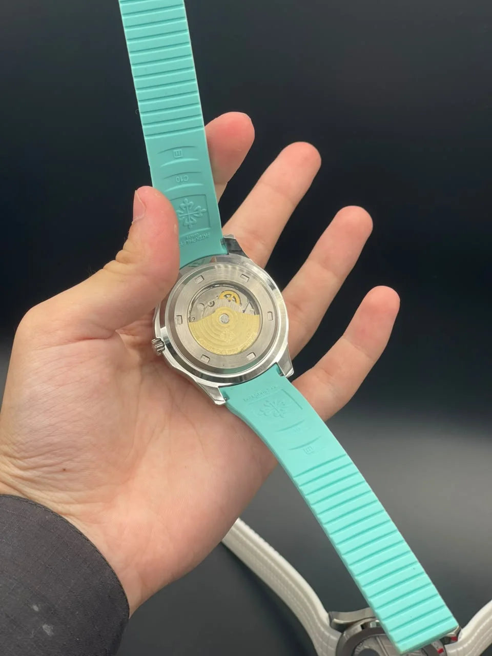 PP Tiffany Rubber Strap With Tiffany Blue Dial And Diamond Bezel Automatic Watch