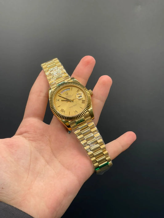 RLX Golden Chain With Golden Day-Date Dial Automatic Watch