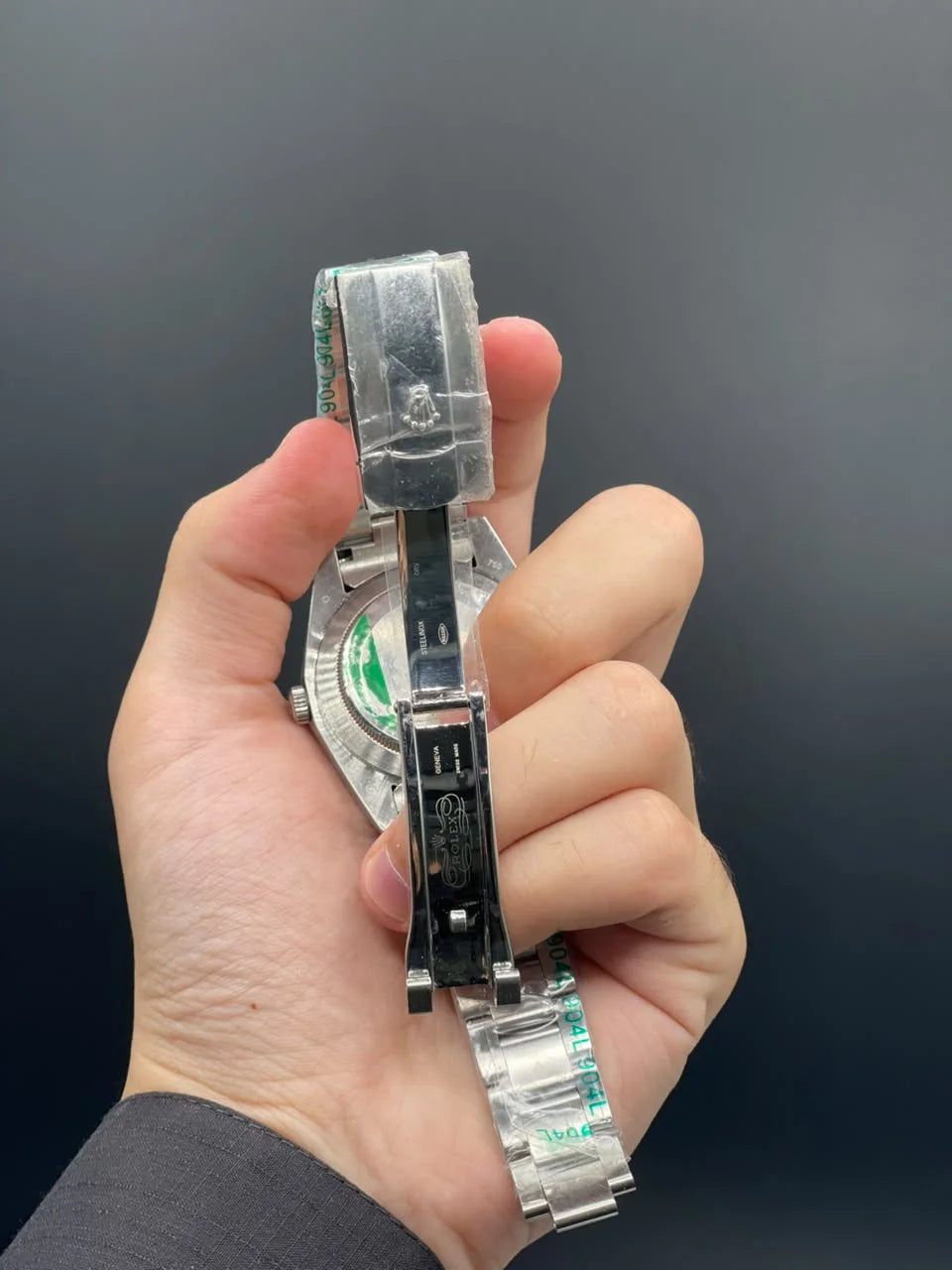 RLX Silver Oyster Chain With Ombre Green Dial With Plain Bezel Automatic Watch