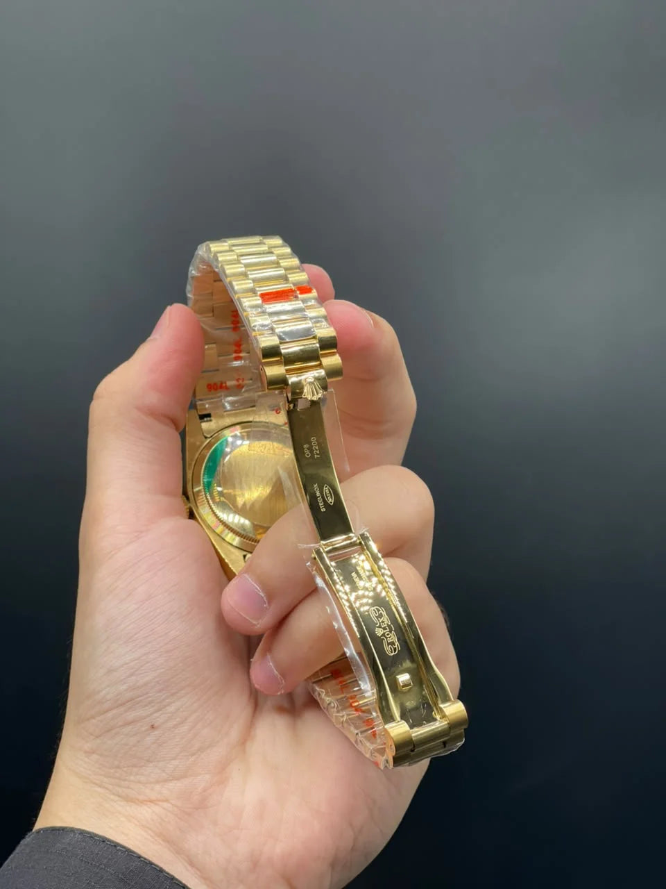 RLX Golden Presidential Chain With Golden Day-Date Dial With Diamond Bezel Automatic Watch