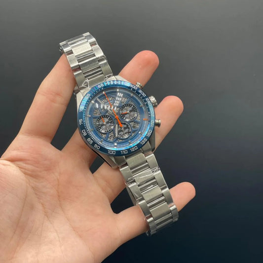 TAG Silver Chain With Blue Dial Carrera X Porsche Chronograph Watch