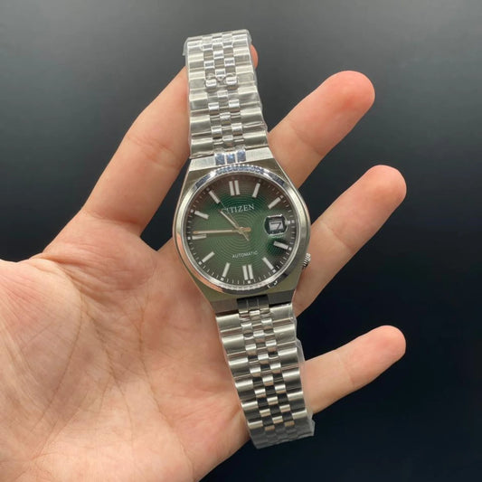 CTZ Silver Chain With Green Dial Automatic Watch