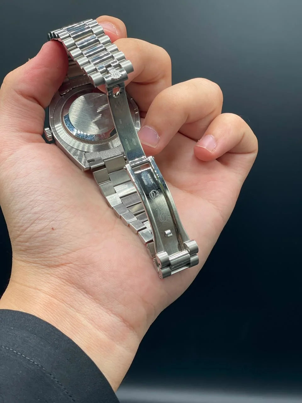 RLX Silver Presidential Chain With White Day-Date Dial Automatic Watch
