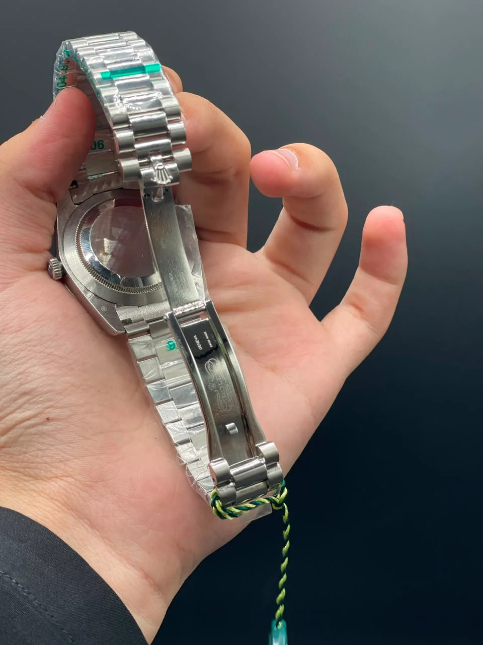 RLX Silver Presidential Chain With Meteorite Day-Date Dial Automatic Watch