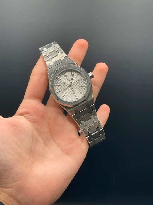 AP Silver Chain With White Dial Automatic Watch