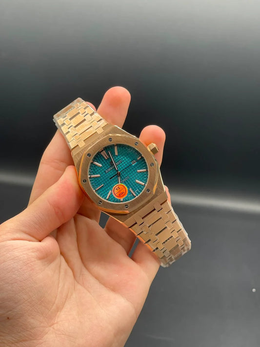 AP Rose Gold Chain With Turquoise Dial Automatic Watch