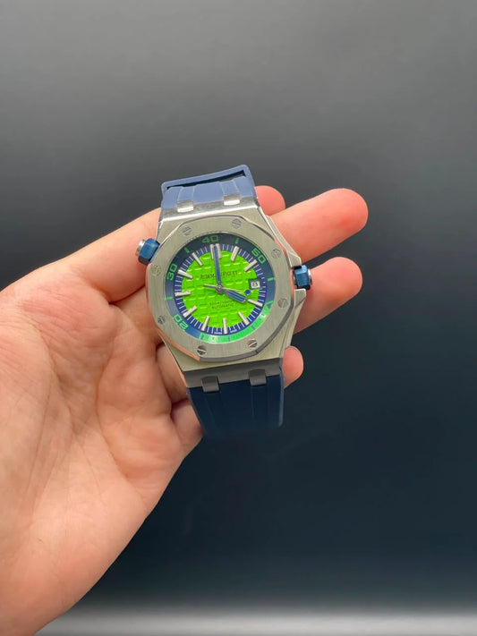 AP Blue Rubber Strap With Green Dial Offshore Automatic Watch