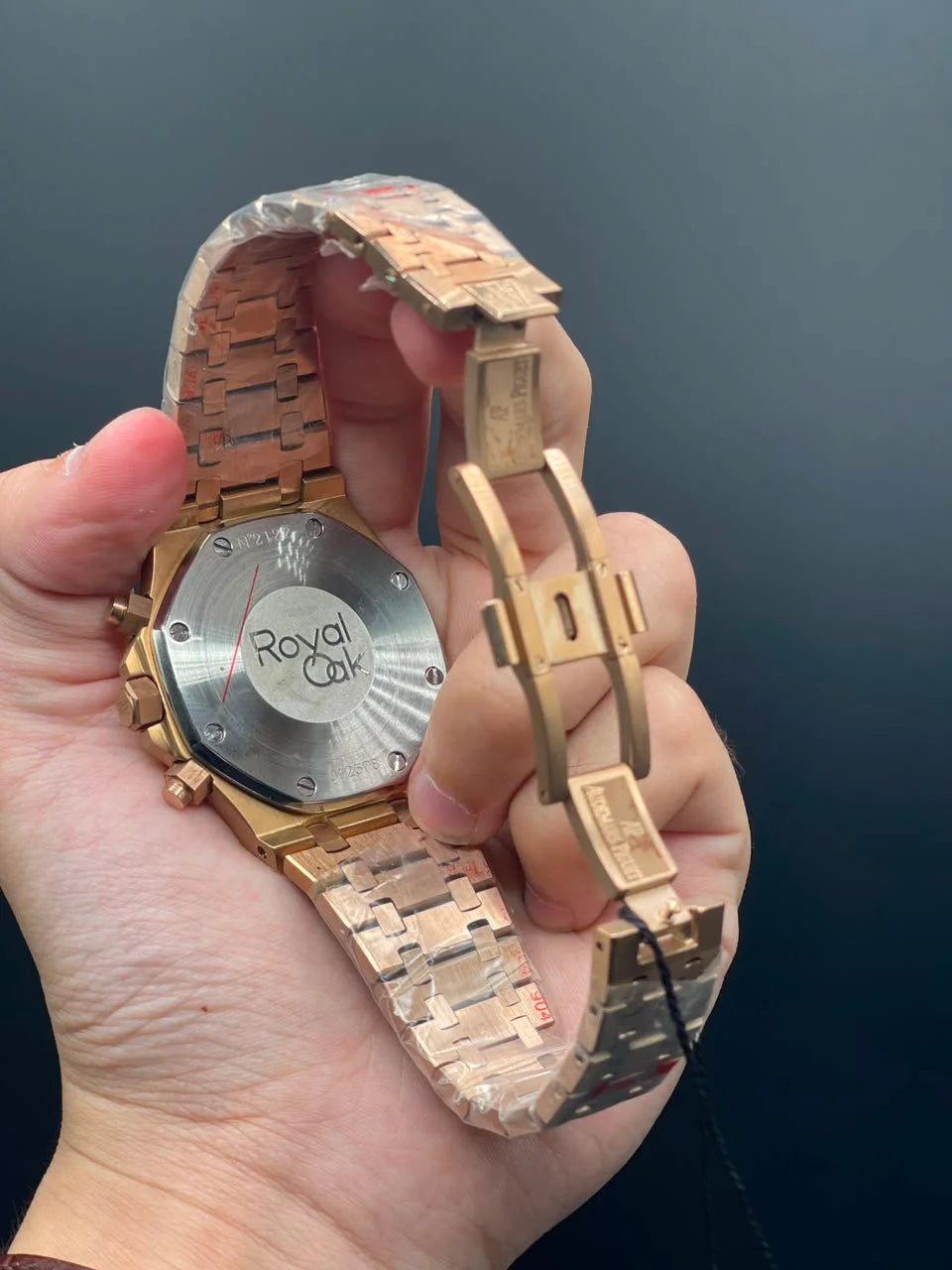 AP Rose Gold Chain With Ash Black Chronograph Dial Quartz Watch