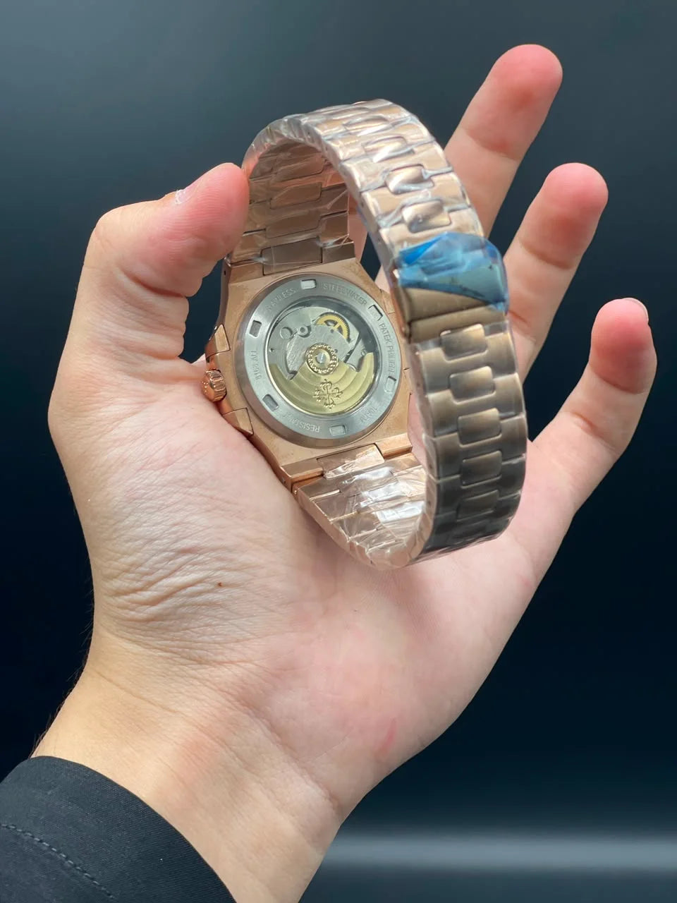 PP Rose Gold And Green Dial Automatic Watch