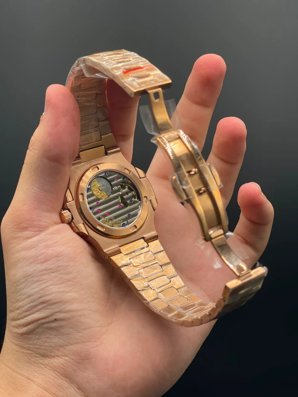 PP Rose Gold Chain With White Power Reserve Dial Automatic Watch