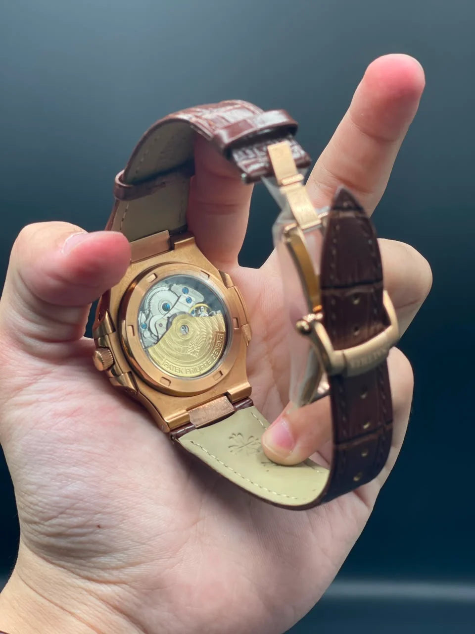 PP Brown Strap With Gray Moon Phase Dial Automatic Watch