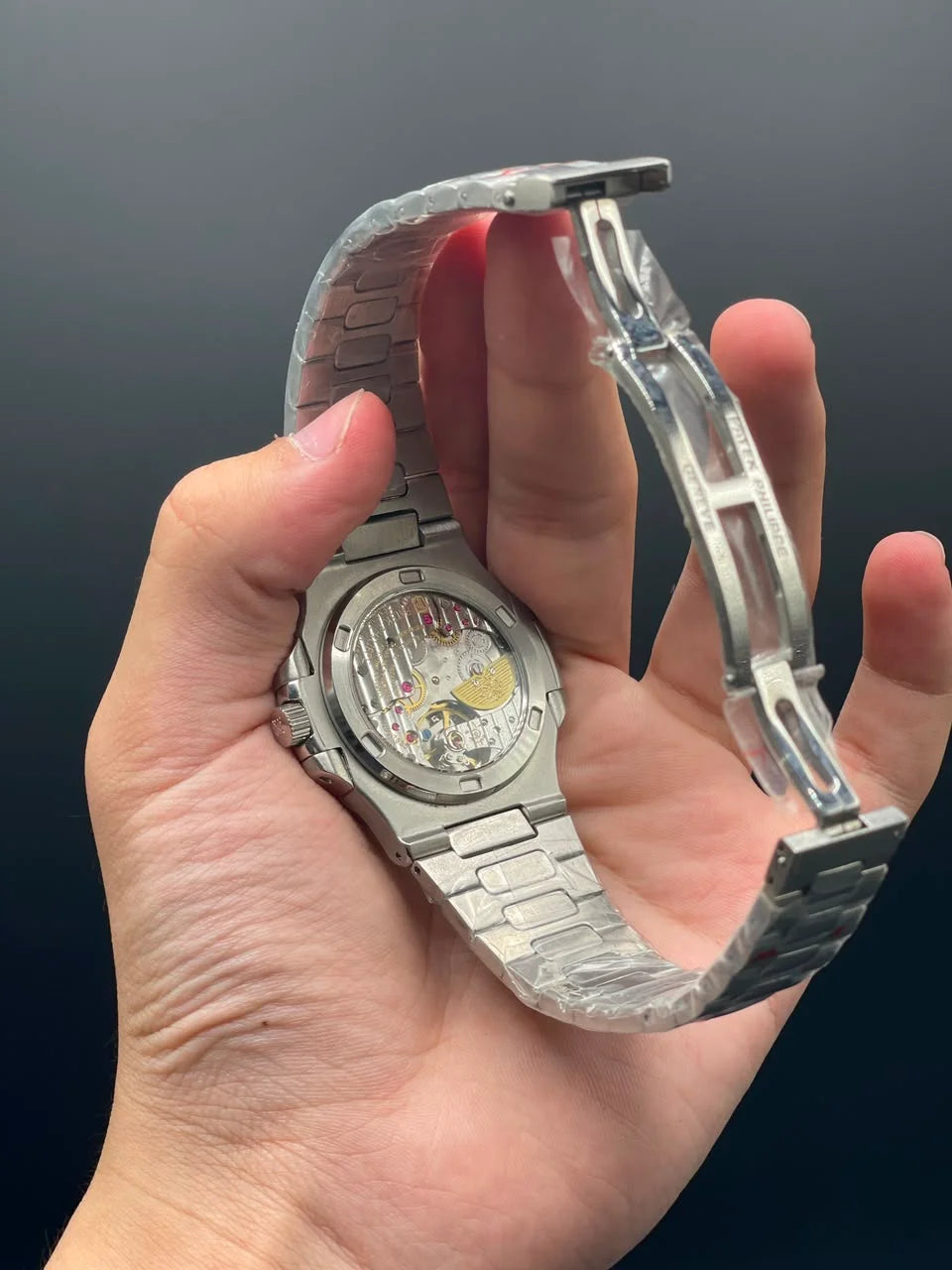PP Silver Chain With Green Power Reserve Dial Mechanical Watch