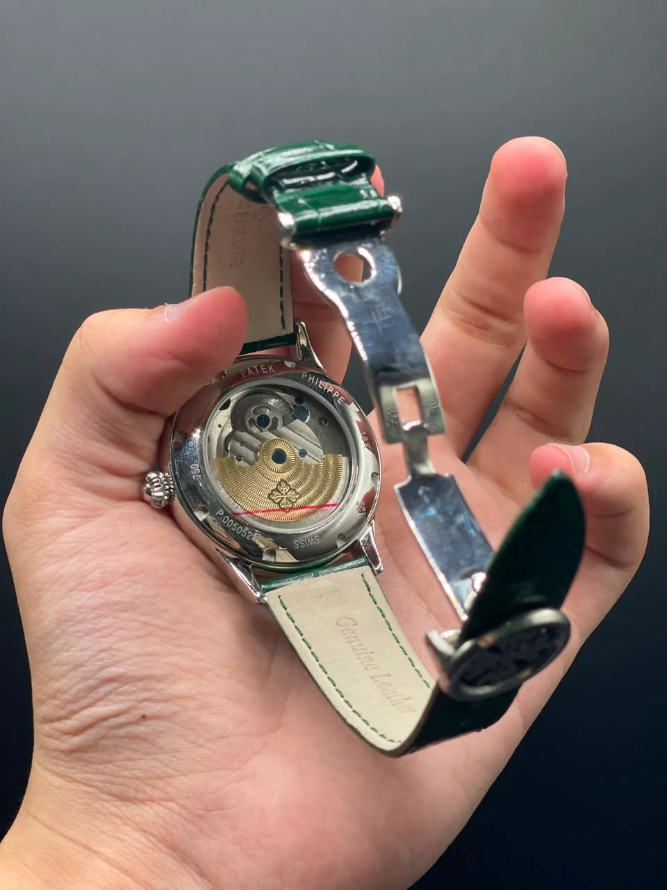 PP Green Strap With Green Open Heart Dial Automatic Watch