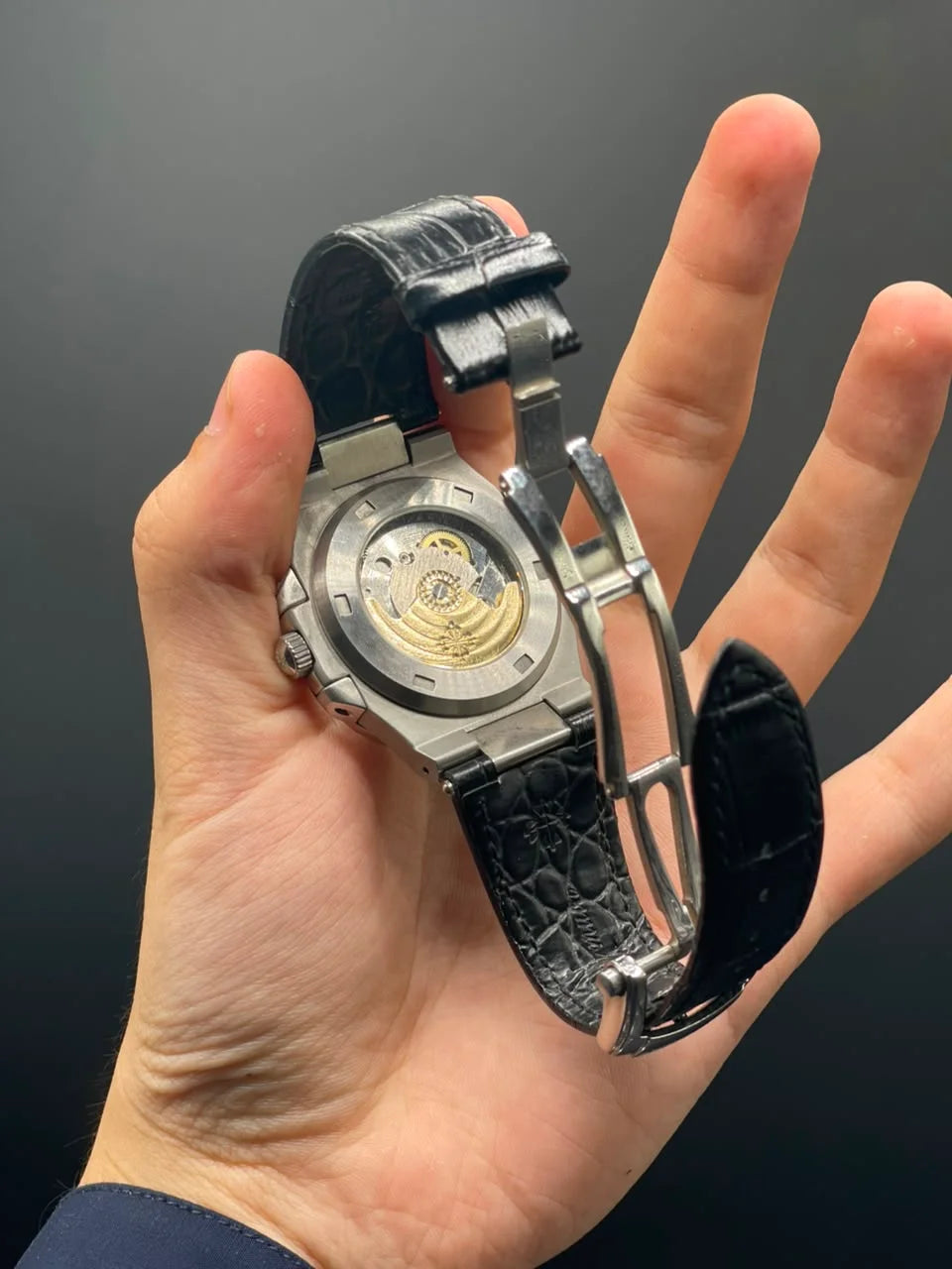 PP Black Strap With Gray Supreme Dial Automatic Watch