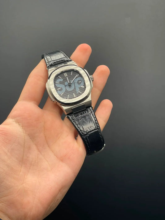 PP Black Strap With Gray Supreme Dial Automatic Watch