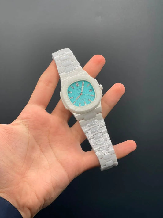 PP White Ceramic Chain With Tiffany Blue Dial Quartz Watch
