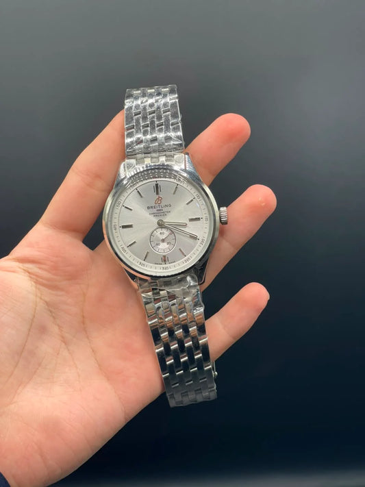 BRT Silver Chain With White Dial Automatic Watch