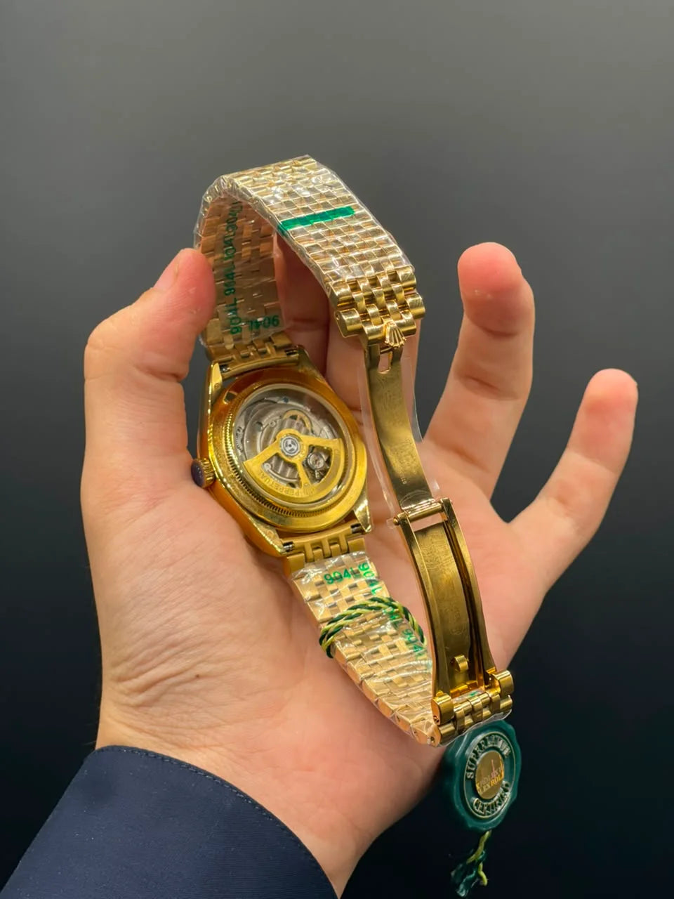RLX Gold Chain With Green Dial Automatic Watch