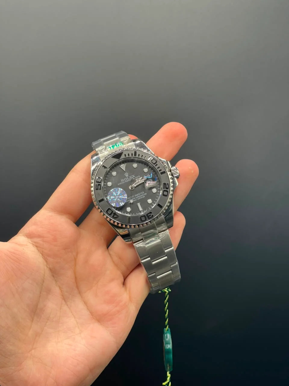 RLX Silver Chain With Black Dial And Black Rotatable Bezel Automatic Watch