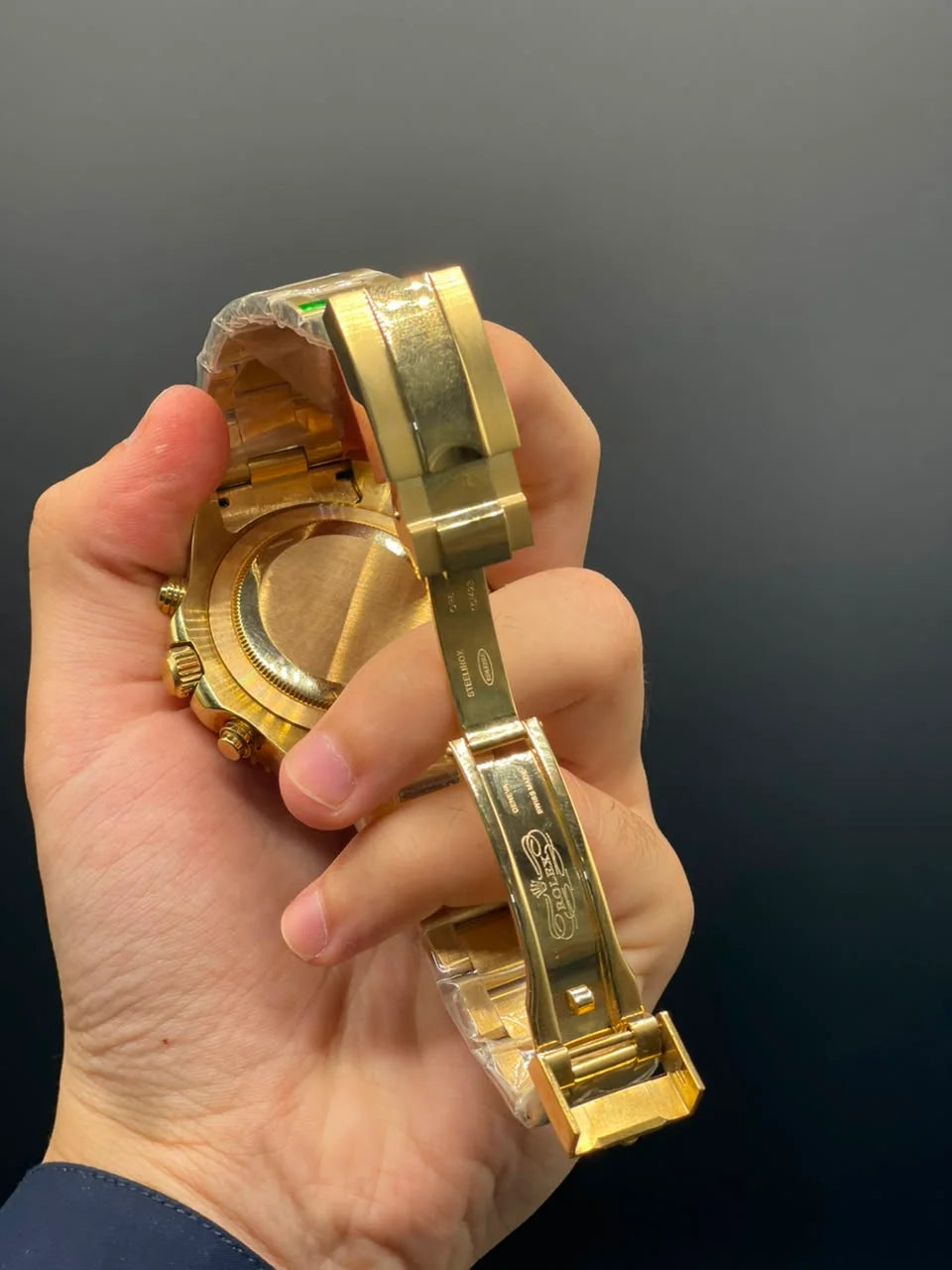 RLX Golden Chain With White Dial And Blue Bezel Automatic Watch