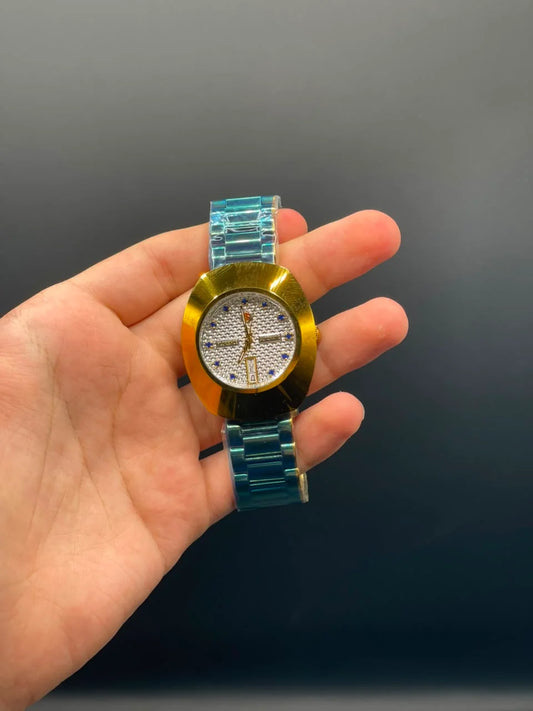 RD Gold Chain with White Diastar Dial Automatic Watch