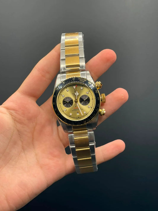 TDR Two Tone Chain with Golden Chronograph Dial Automatic Watch