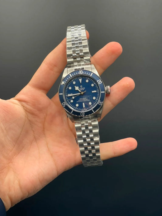TDR Silver Chain with Blue Dial and Blue Rotatable Bezel Automatic Watch