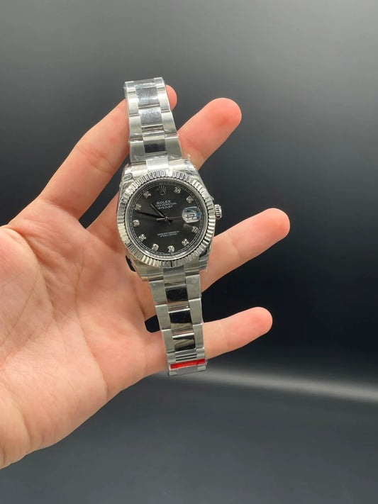Silver Oyster Chain with Gray Datejust-Style Dial Automatic Watch