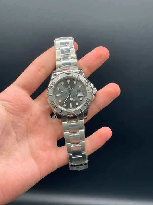 Silver Oyster Chain with Gray Dial and Gray Rotatable Bezel Automatic Watch