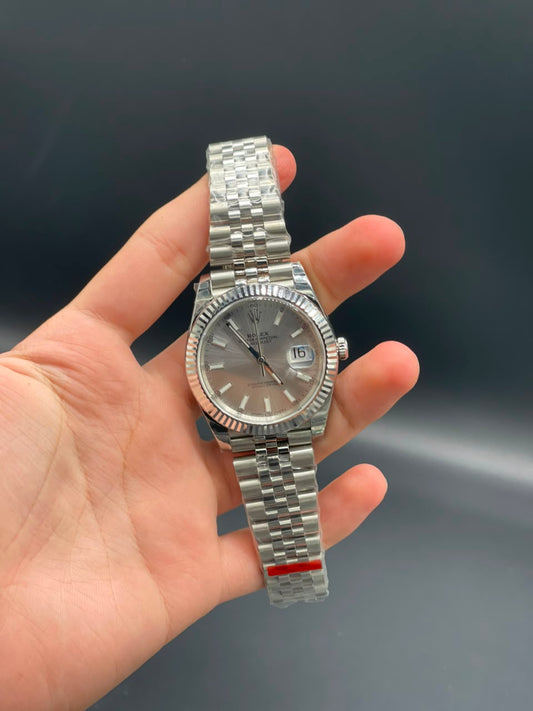 Rlx Silver Jubilee Chain With White Date-Just Dial Automatic Watch
