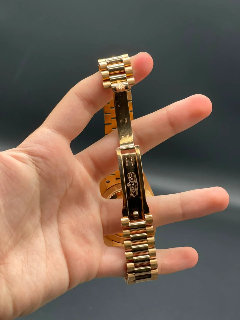 Rlx Rose Gold Presidential Chain With Gray Day-Date Dial Automatic Watch