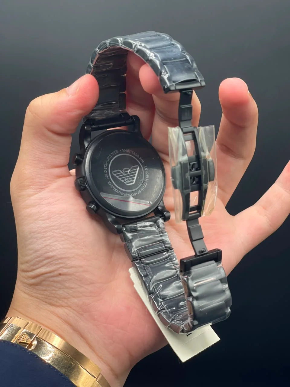 Emporio Armni Black Chain with Black Chronograph Dial Quartz Watch