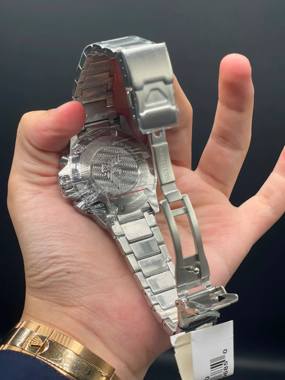 Armni Silver Chain with Green Chronograph Dial and Green Rotatable Bezel Quartz Watch