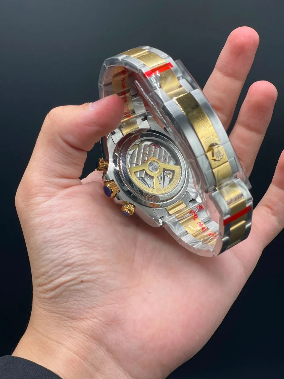 Golden Chain With Golden Chronograph Dial Automatic Watch