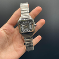 CTR Silver Chain With Black Dial Santos Style Automatic Watch