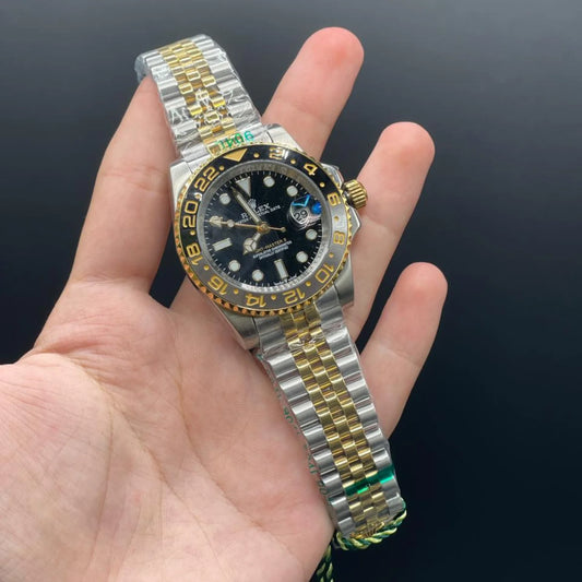 RLX Two Tone Chain With Black Dial Zombie Style Automatic Watch