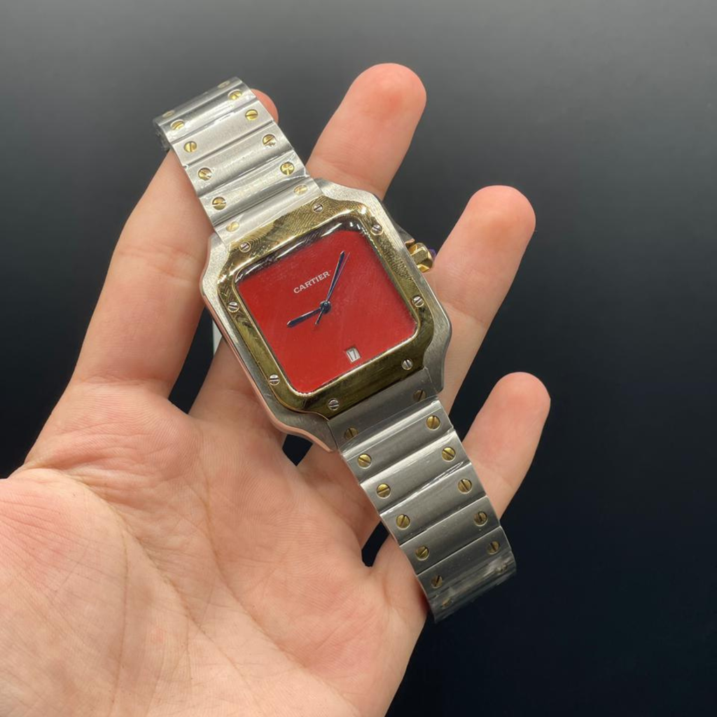 CTR Silver Chain With Red Dial Santos Style Automatic Watch
