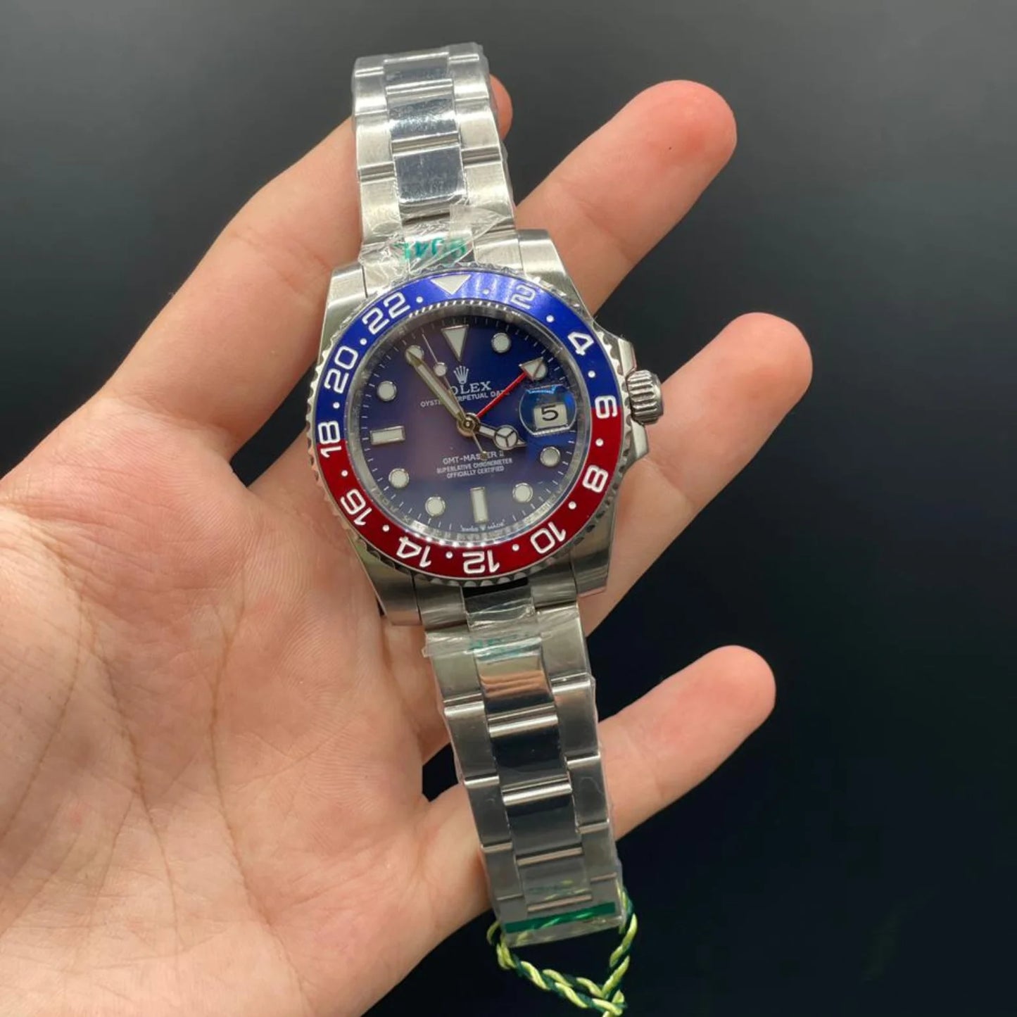 RLX Silver Oyster Chain With Blue Dial Pepsi Style Automatic Watch