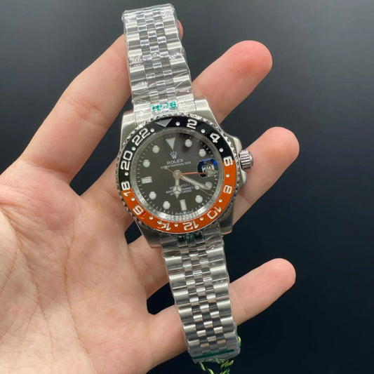 RLX Silver Jubilee Chain With Black Dial Halloween Style Automatic Watch