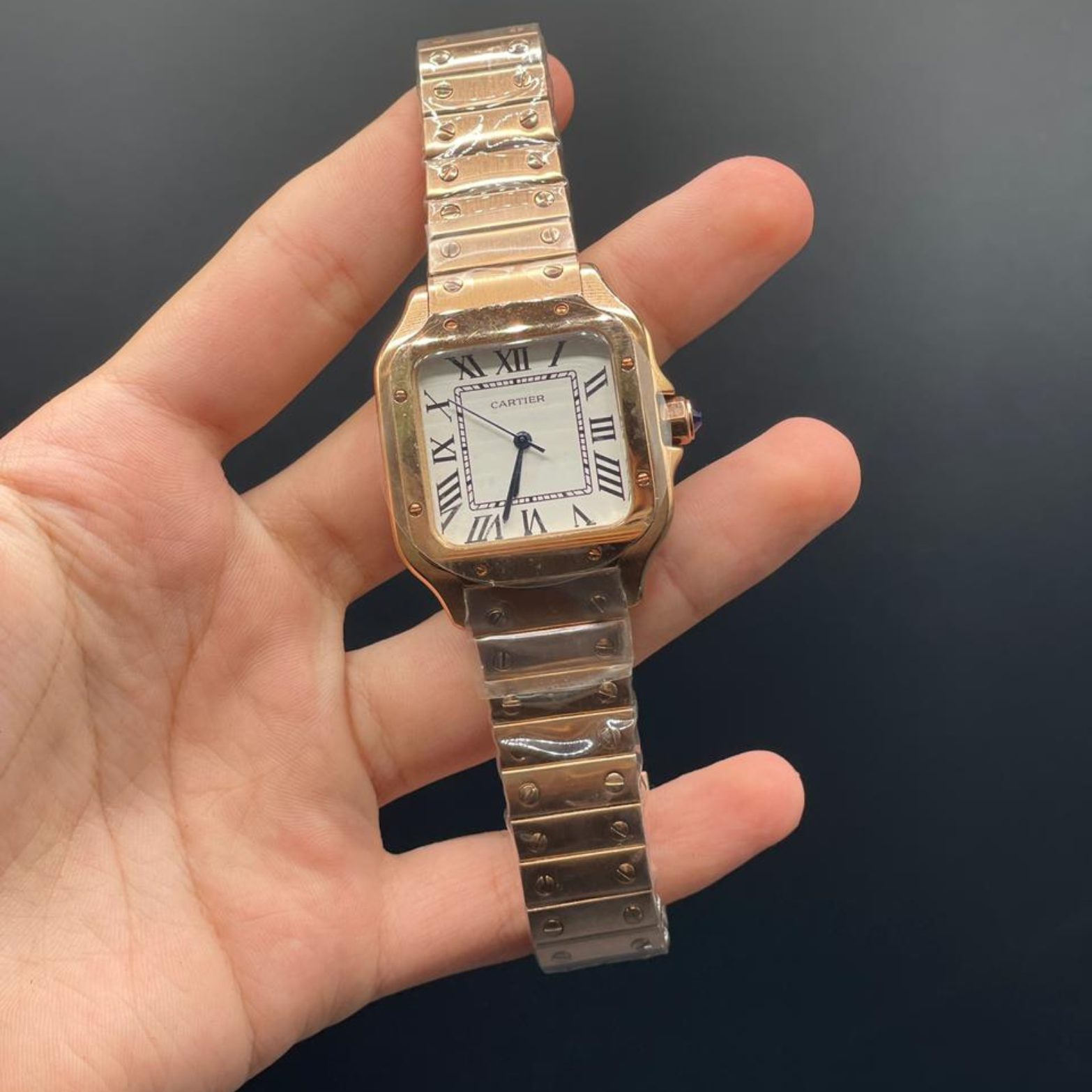 CTR Rose Gold Chain With White Dial Santos Style Automatic Watch